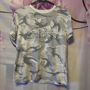 Adidas Kids White and Gray Camo Tee Size Medium